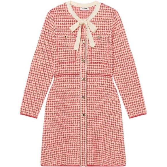 Sandro Edmee Tie Collar Tweed Dress - Picture 3 of 10